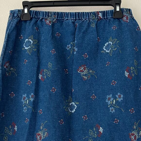 Requirements Denim wrap skirt with flowers Cottagecore boho bohemian casual - Picture 7 of 9